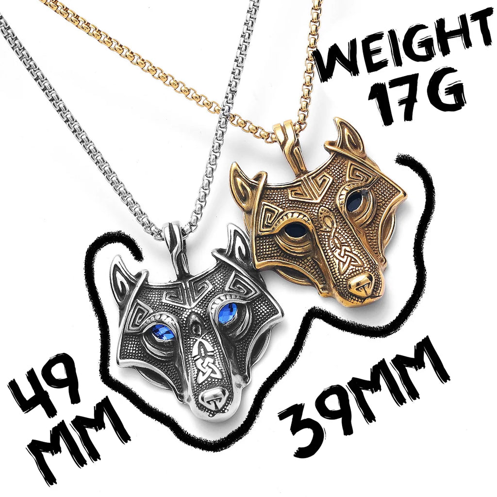 Viking Wolf Pendant Necklace — Stainless Steel