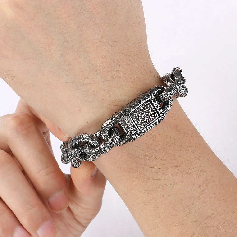 Massive 16mm Wide Link Man Bracelet for Men Vintage 316l Stainless Steel Men's Chain Bracelets Punk Jewelry Male