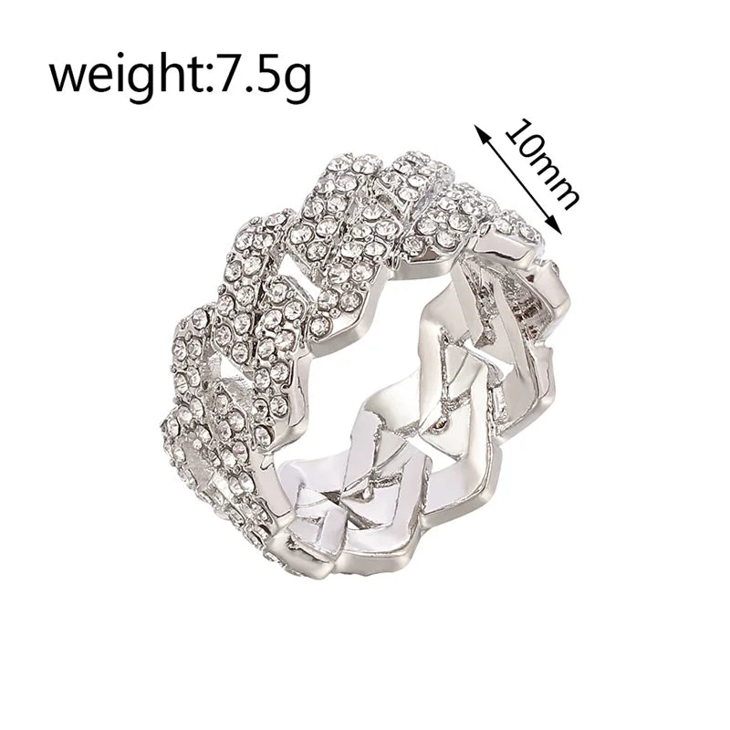 Iced Out Cuban Link Ring — Gold