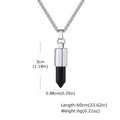 Black Agate Pendant Necklace — Stainless Steel