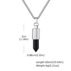 Black Agate Pendant Necklace — Stainless Steel