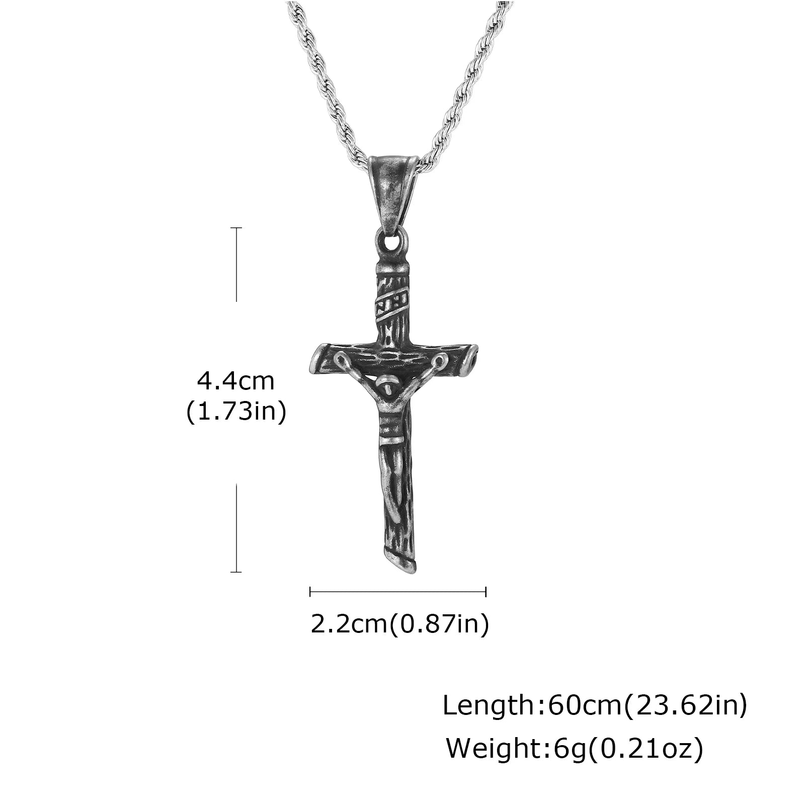 Stainless Steel Catholic Cross Necklace for Men,St. Benedict's Catholic Crucifix Pendant Necklace,Religion Gothic