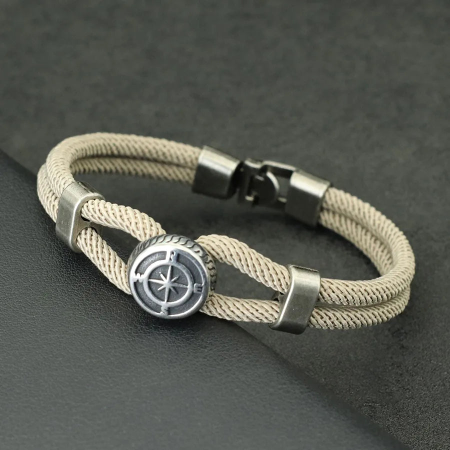 New Compass Braslet Viking Nautical Rope Braslet Fashion Mens Bracelet Antique Pulsera Hombre Armband Herren Wrap