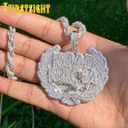 New Iced Out Bling CZ Letter Road Runna Pendant Necklace Cubic Zirconia Two Tone Color Badge Charm Men Fashion Hip Hop