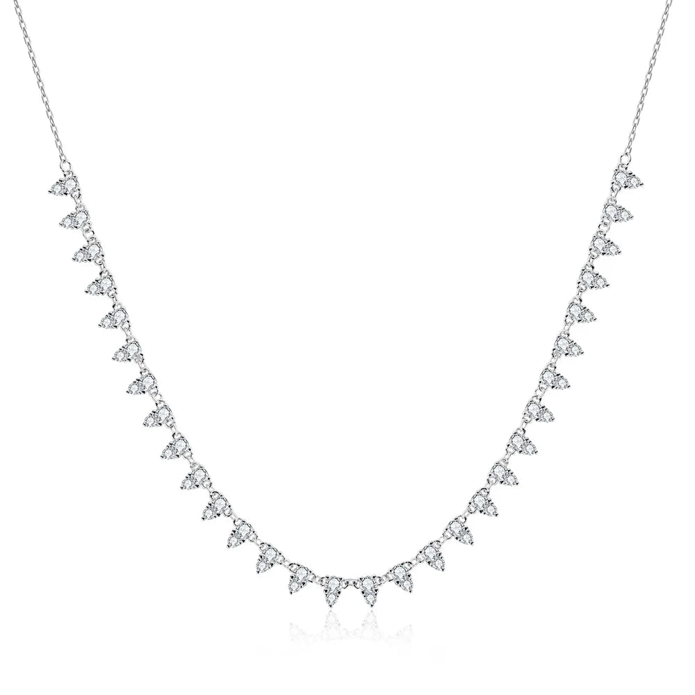 KNOBSPIN 2mm/3mm D Color Moissanite Tennis Necklace s925 Sterling Silver 18inch Chain, Wedding Necklaces for Women Fine