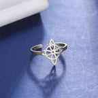 LIKGREAT Hollow Trinity Witch Knot Adjustable Ring for Women Men Stainless Steel Celtics Knot Amulet Couple Jewelry BirthdayGift