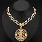 Rotating Dollar Sign Pendant Necklace — Two-Tone