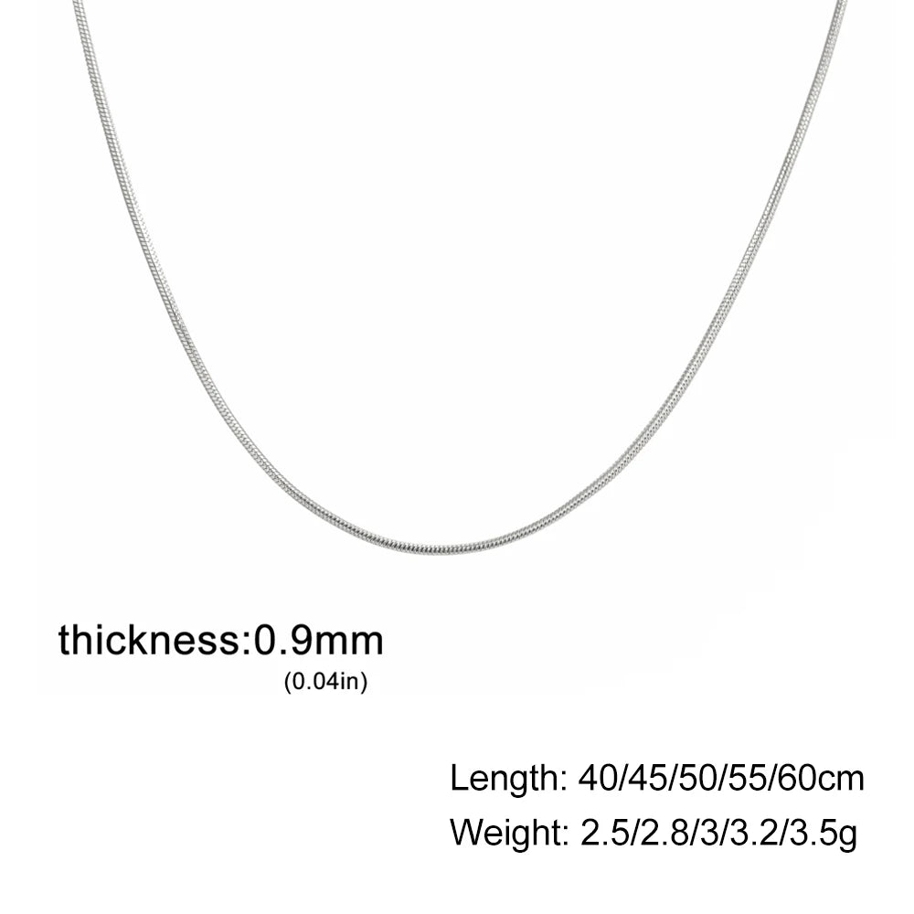 Skyrim Round Snake Chains Stainless Steel Necklace Men Women 40/45/50/55/60cm Length Unisex Hip Hop Punk Jewelry Gifts