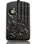 Natural Obsidian Rising Sun Fortune Pendant Necklace