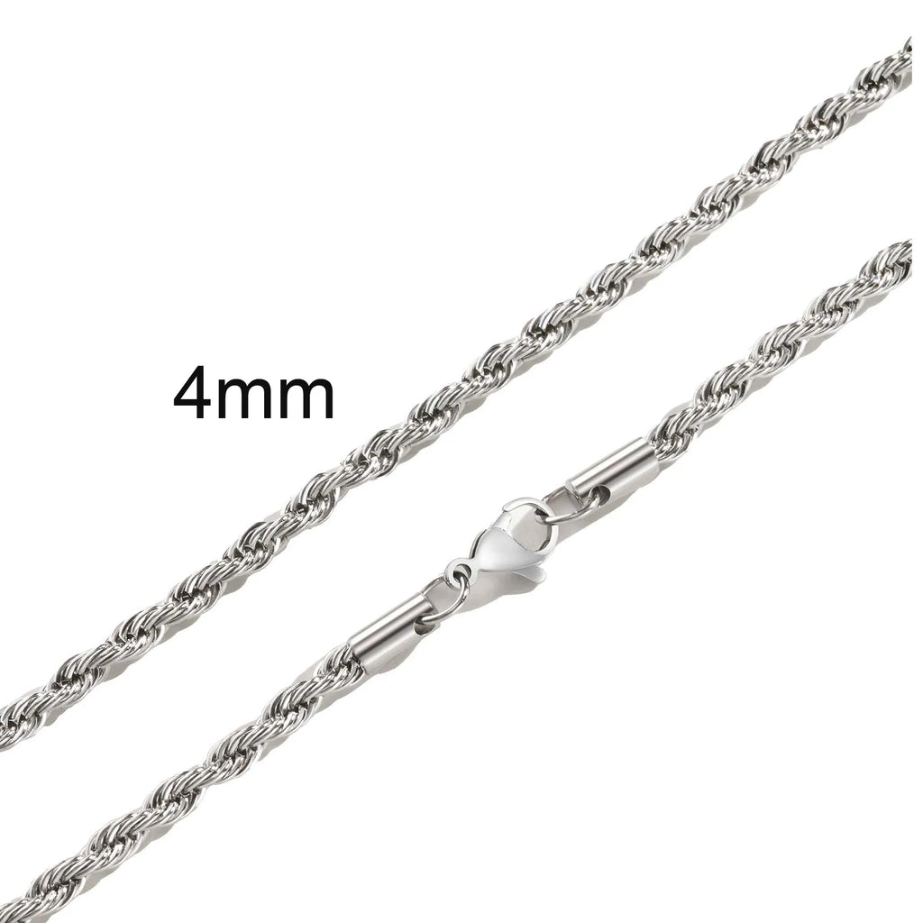 Twisted Rope Chain Necklace 5mm — Stainless