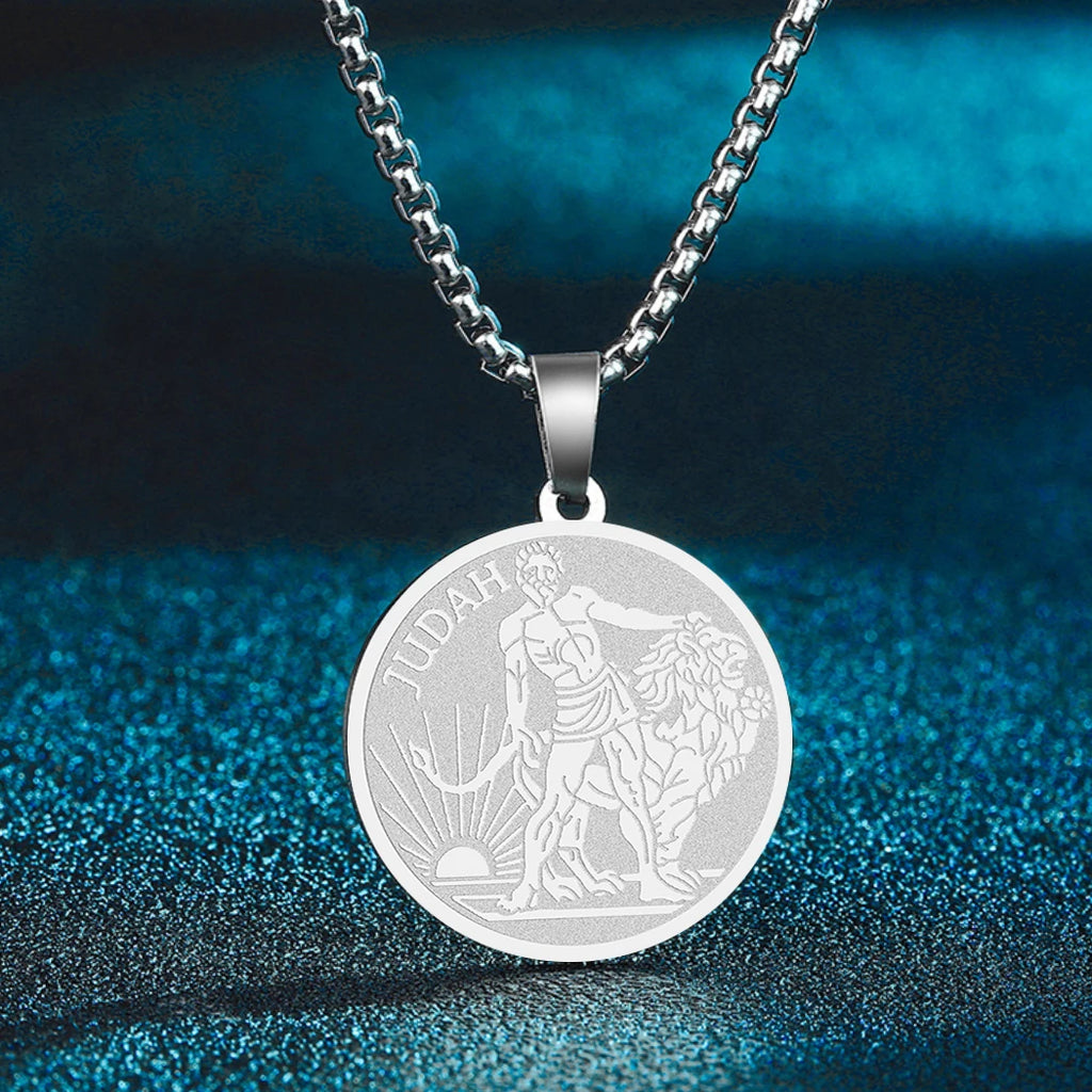Lion of Judah Coin Pendant Necklace