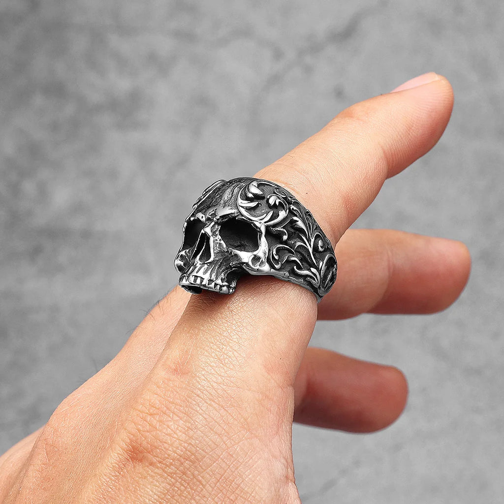 Carved Skull Ring — Stainless Steel
