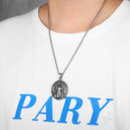 Virgin Mary Cross Pendant — Stainless Steel