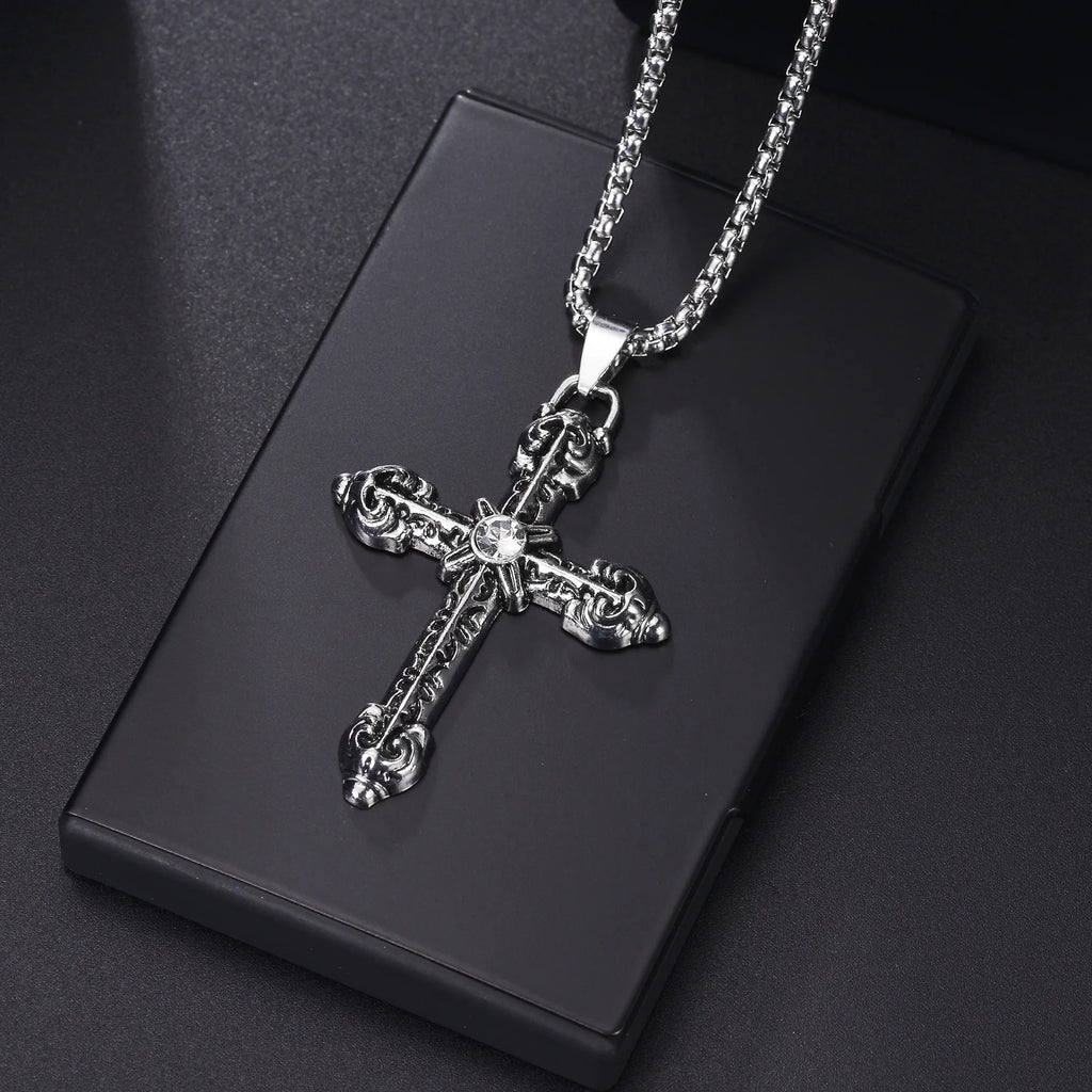 Christian Jesus Cross Necklace For Women Men Stainless Steel Chains Choker Religion Pendants Jewelry Prayer Baptism Gift