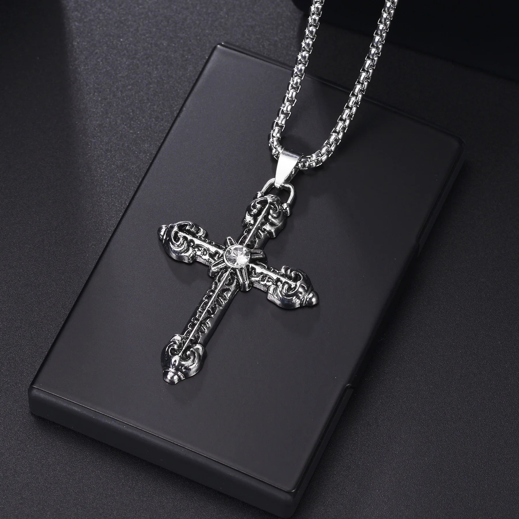 Christian Jesus Cross Necklace For Women Men Stainless Steel Chains Choker Religion Pendants Jewelry Prayer Baptism Gift