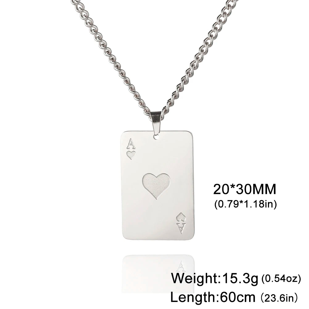 Cazador Poker Card Ace of Spades Necklaces for Men Women Stainless Steel Hip Hop Jewelry Gold Color Necklace 2026 Gift Wholesale