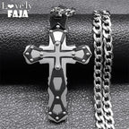 Cross Silver Pendant Necklace — Stainless Steel
