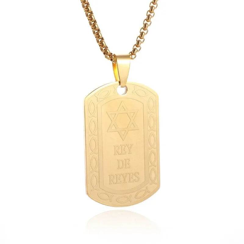 Exquisite and Creative Hip Hop Pentagram Pendant Necklace for Men Simple Punk Texture Necklace Jewelry Sweater Chain