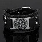 New Retro Wide Leather Nordic Rune of Odi Bracelet Men's Bracelet Celtic Viking Jewelry Bracelet Accessories Party Gifts