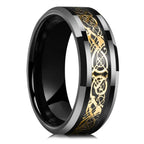 Fashion 8mm Stainless Steel Celtic Dragon Rings For Men Inlay Purple Carbon Fiber Rings Wedding Band Jewelry Birthday Gifts