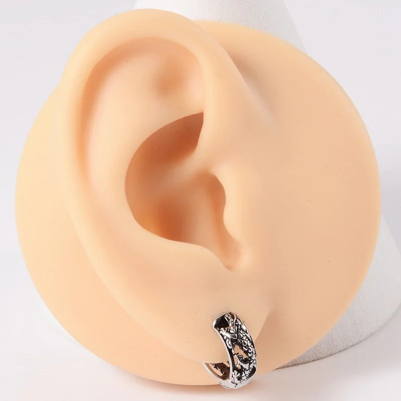 Stainless Steel Retro Punk Hollow Dragon Carved Earrings For Men/Women Hip Hop No Fading Fashion Cool Ear Jewelry