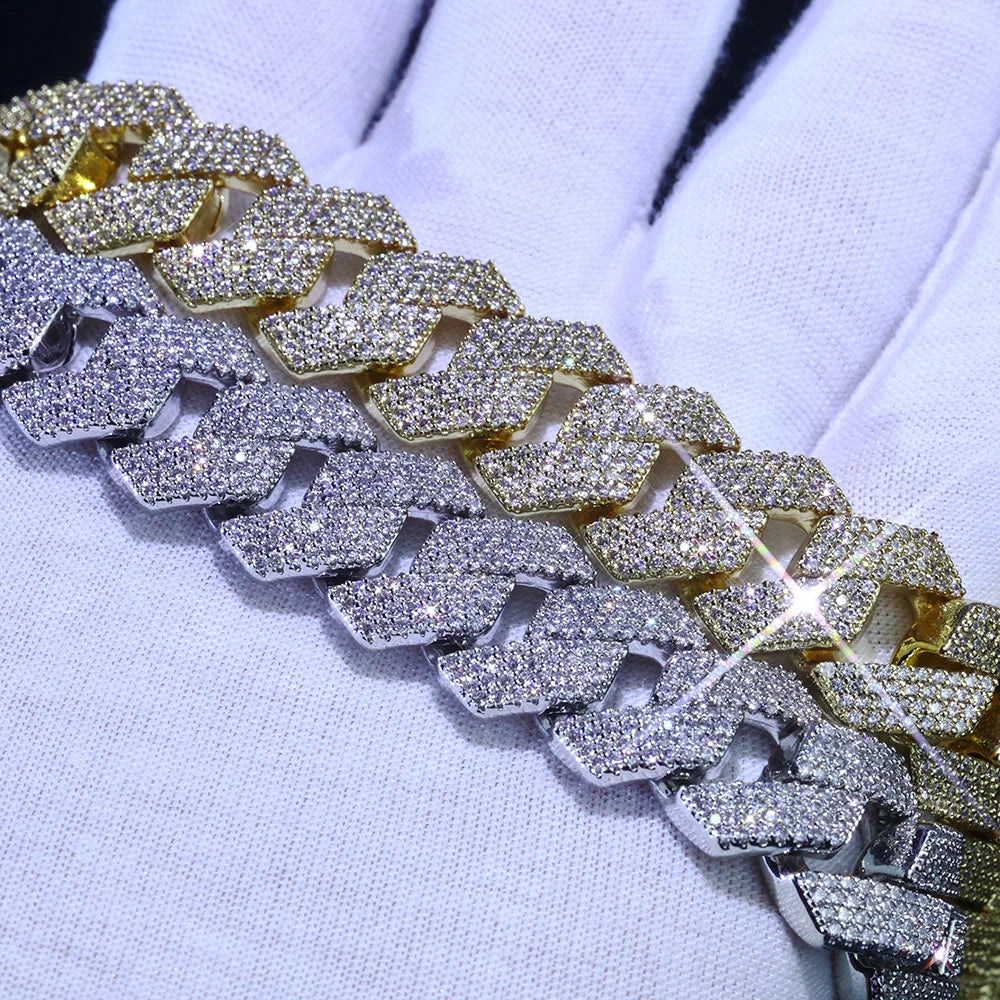 Rose Gold Cuban Bracelet Iced Out 15MM 4-Row
