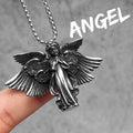 Angel Wing Cross Pendant — Stainless Steel