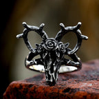 Beier 316L Stainless Steel Ancient dish Sheep cattle head Skull Ring Messenger of hell satan Personality Fashion