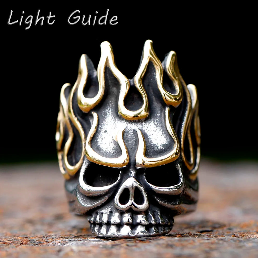 2023 new Vintage 316L stainless steel Gothic Steel Skull Rings Man Punk Rock Men Ring  Party Jewelry Accessories free shipping