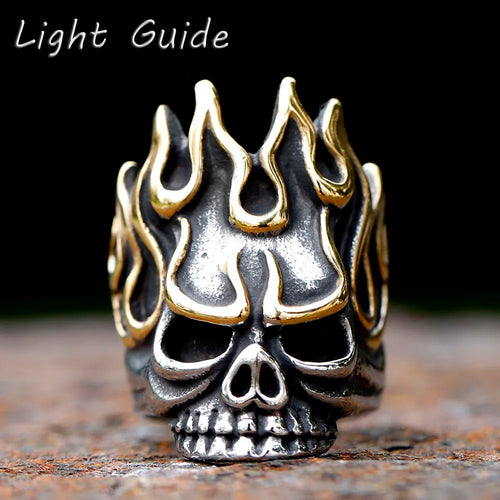2023 new Vintage 316L stainless steel Gothic Steel Skull Rings Man Punk Rock Men Ring Party Jewelry Accessories free