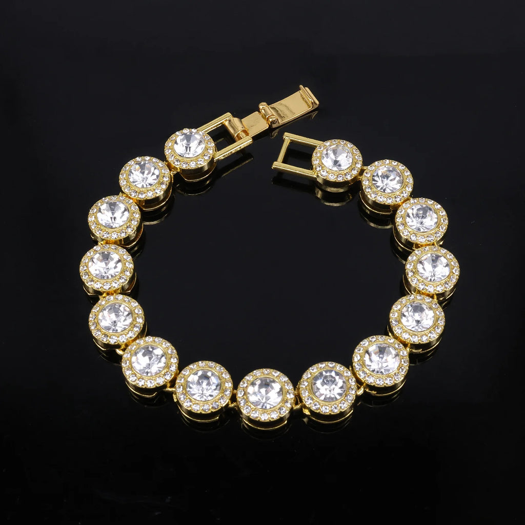 Round Rhinestone Tennis Bracelet & Necklace Set, 12mm Wide