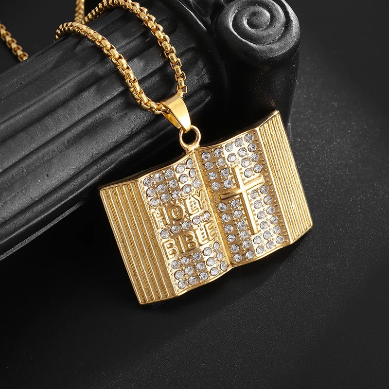 Hip Hop Rock Rapper Blessing Alphabet Pendant Necklace for Personality Men Fashion Street Trend Jewelry Accessories Gift
