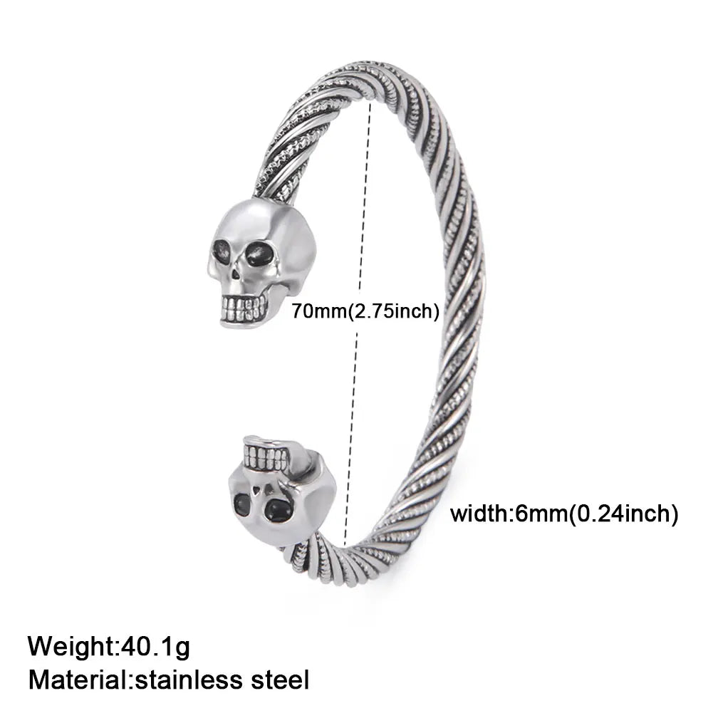 My Shape Viking Animal Cuff Bangles for Men Punk Wolf Lion Leopard Skeleton Stainless Steel Bracelet Nordic Vintage