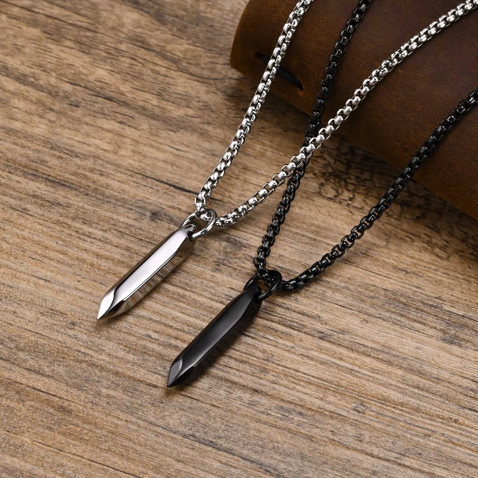 Hexagonal Geometric Pendant Necklace — Stainless Steel