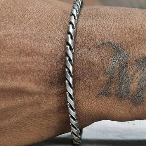 5MM Retro 316 Stainless Steel Silver Chain Bracelet