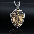 Archangel Michael Shield Pendant — Stainless Steel