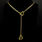Heart O-Ring Long Chain Necklace — Stainless Steel