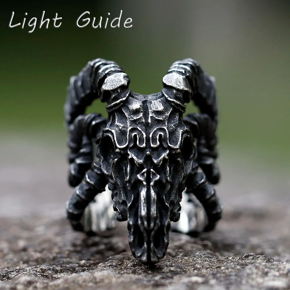 2022 NEW Men's 316L stainless steel rings Retro Sheep Skull Head Vintage gothic punk high-quality Jewelry Gifts free