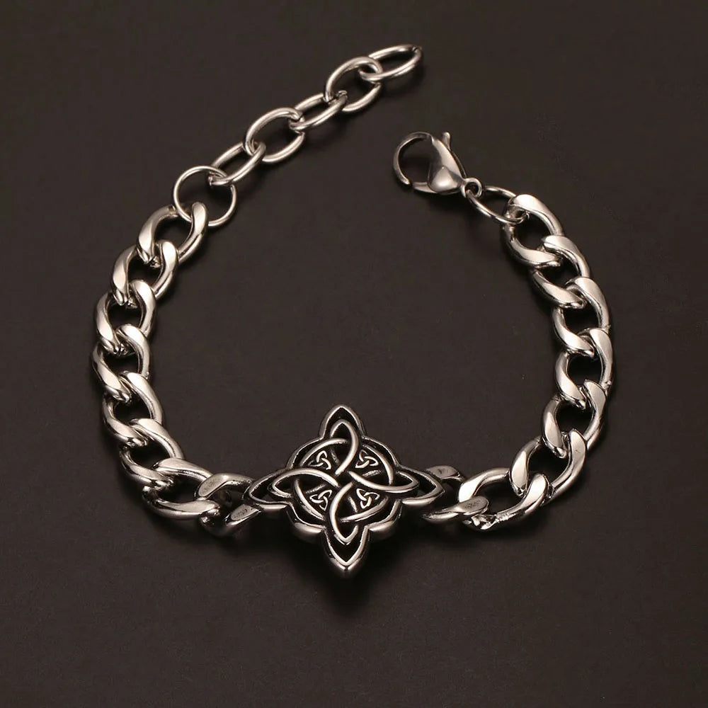 Medieval Norse Viking Rune Wolf Bracelet Man Stainless Steel Valknut Witch Knot Compass Bracelet for Men Scandinavian