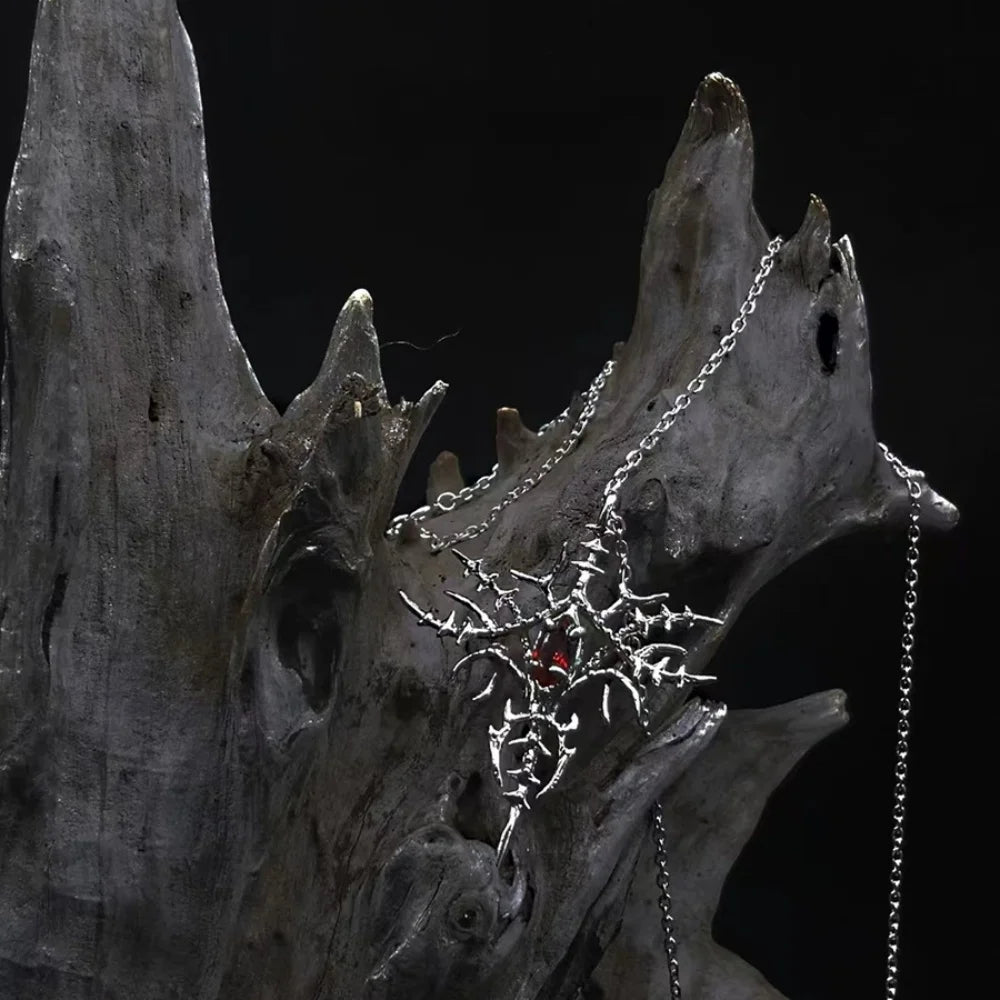 Iced Out Crown of Thorns Cross Pendant Necklace