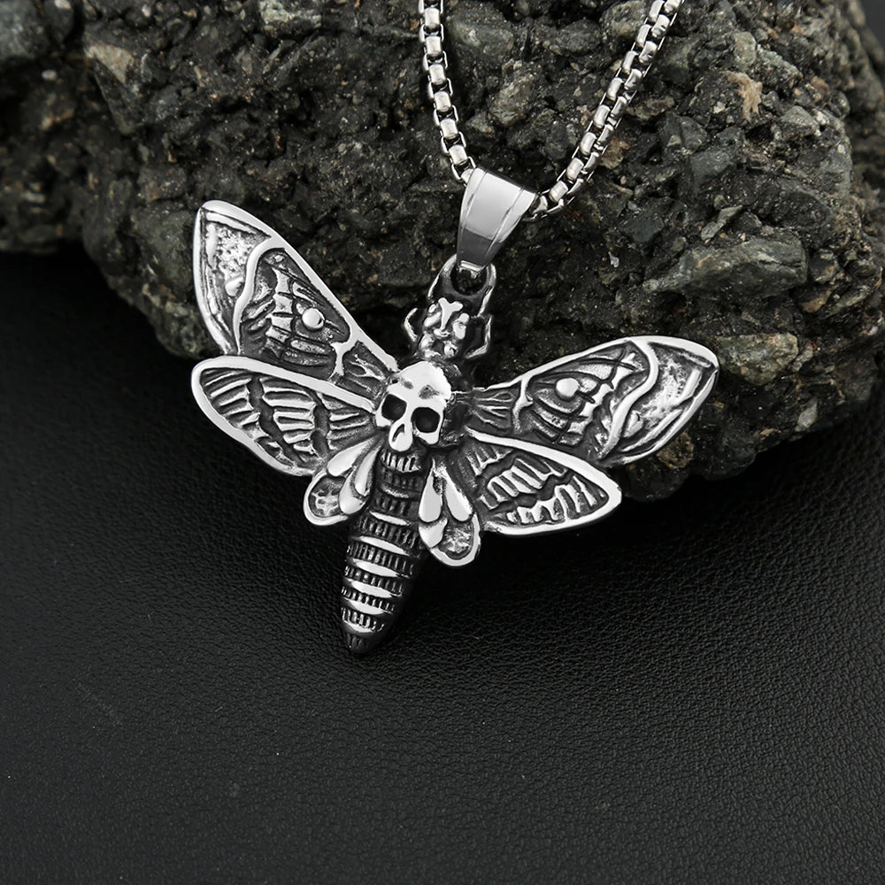 Skull Moth Pendant — Stainless Steel