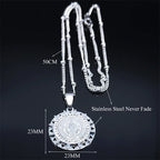 Catholic Saint Benedict Medal Necklace for Women Men Stainless Steel Silver Color San Benito Religious Chain Jewelry N8085S02