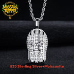 Iced Out Masked Head Pendant — 925 Silver