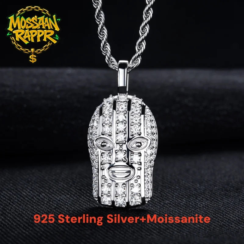 Iced Out Masked Head Pendant — 925 Silver