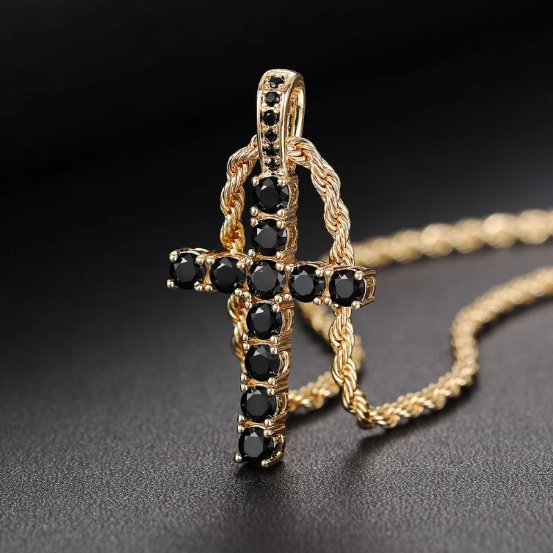CAOSHI Four Color Available Cross Pendant Necklace for Women/Men Hip Hop Party Jewelry Fashion Brilliant CZ Stone