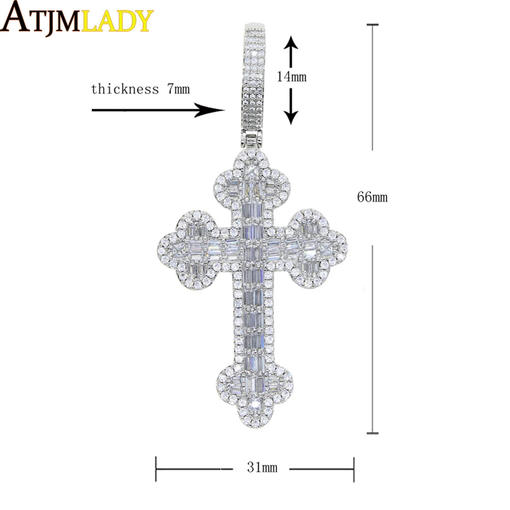 2026 New Iced Out Cross Pendant Necklace For Women Men Star Link Chain Praying Hands Bling CZ Charm Fashion Hip Hop Jewelry