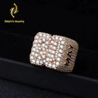 Moissanite Ring Custom Iced Out Name Ring Full Paved VVS Moissanite Hip Hop Personalized Letter Ring for Men Women