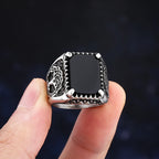 2024 New Men's Punk Rock Black Stone Tree Of Life Ring Gothic Style 316L Stainless Steel Biker Anel Movie Viking