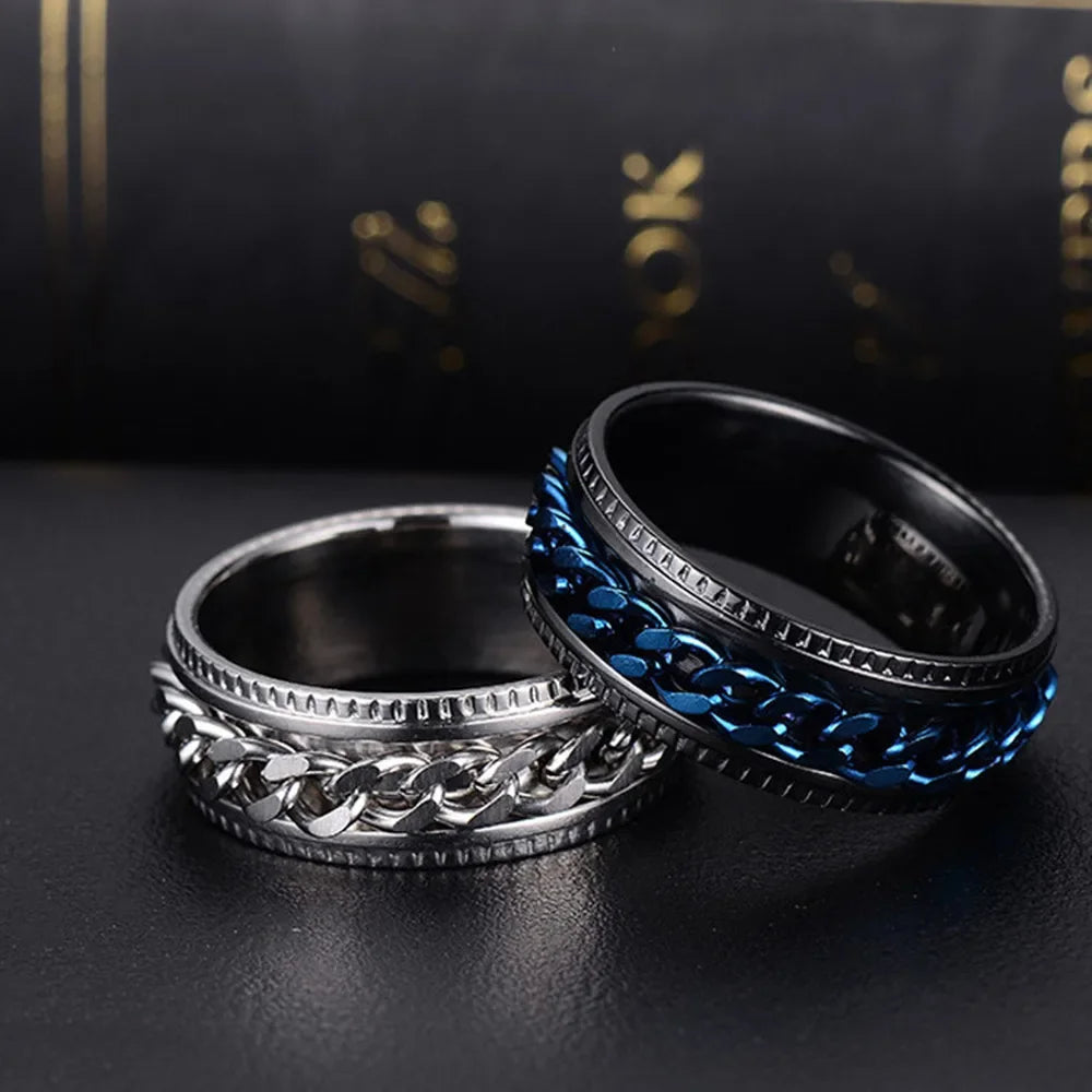 Rotatable Chain Spinner Ring — Two-Tone