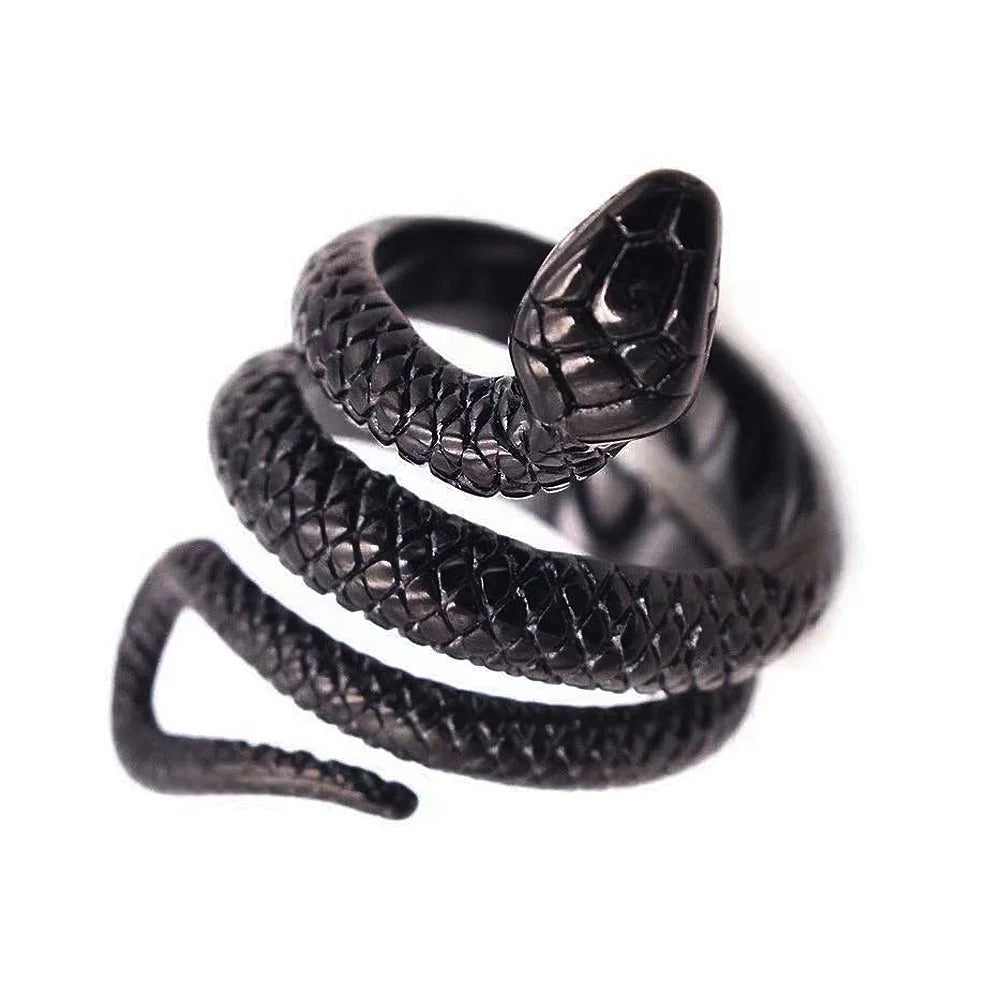 Punk Vintage Viking Snake Ring Men Women Stainless Steel Animal Ring Fashion Simple Biker Amulet Jewelry Gifts
